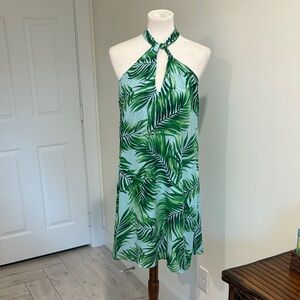 Veronica M Leafy Green Halter Mini Dress